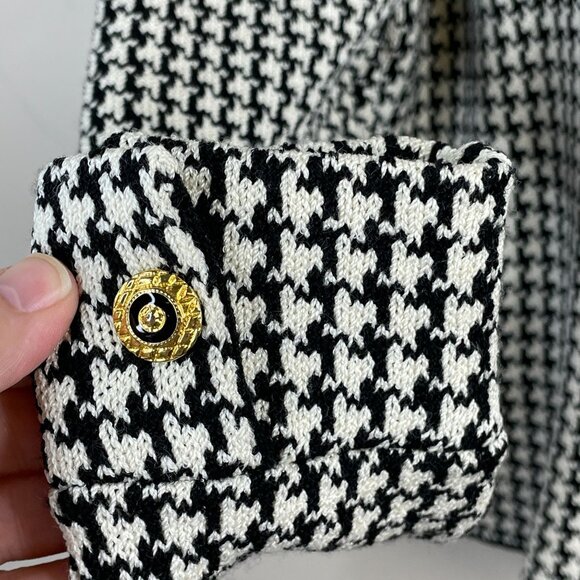 Vintage Alnoral Academia Houndstooth Old Money Cardigan Sweater Sz L Wool Blend - Picture 7 of 11